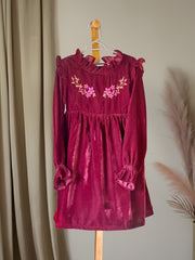 Maroon Velvet Embroidered Frock