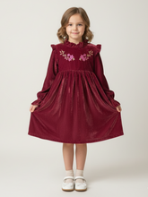 Maroon Velvet Embroidered Frock