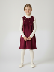 Maroon Corduroy Tunic with Embroidered Yoke