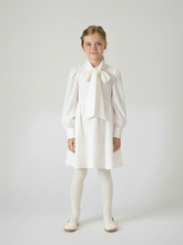 Pearl Tie-Neck Ruffle Dress