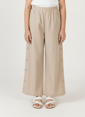 Khaki Pants with Buttons on crease
