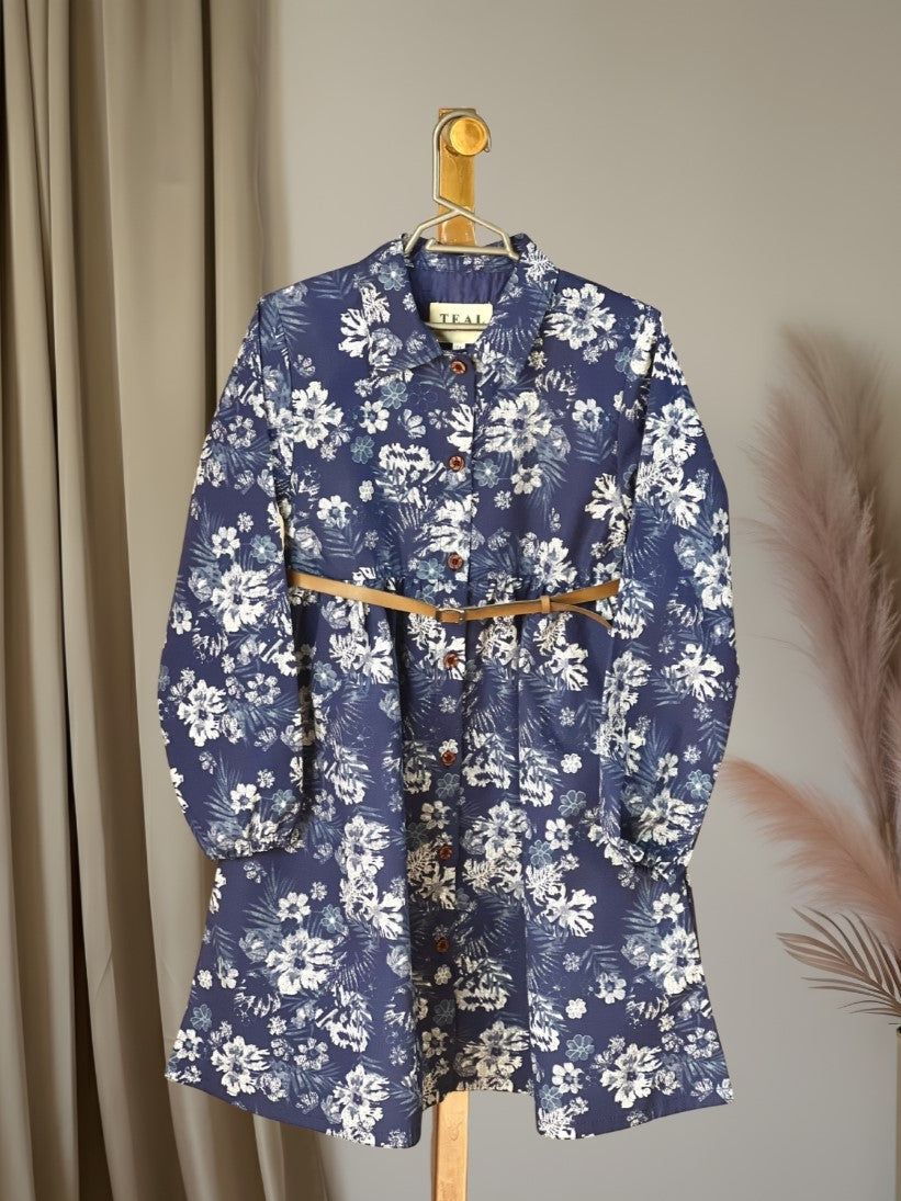 Blue Floral Button Down Frock