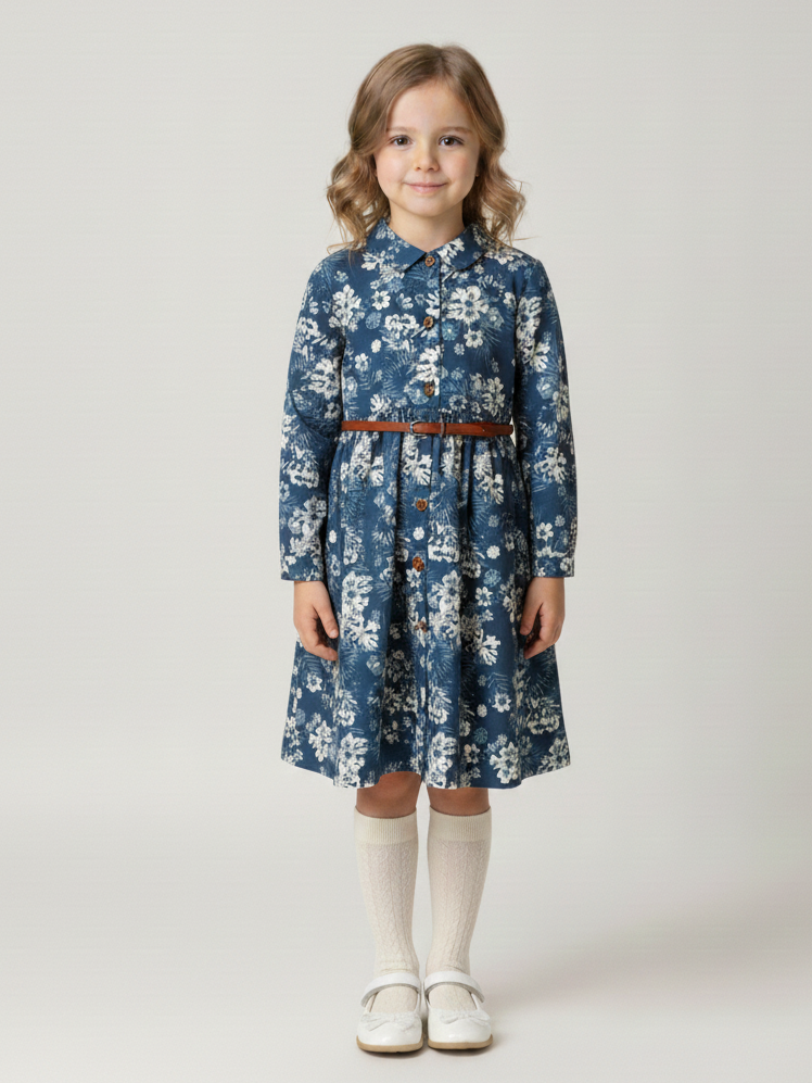 Blue Floral Button Down Frock