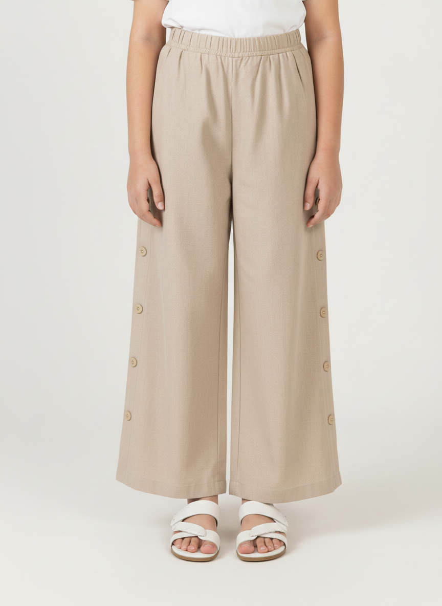 Khaki Pants with Buttons on crease