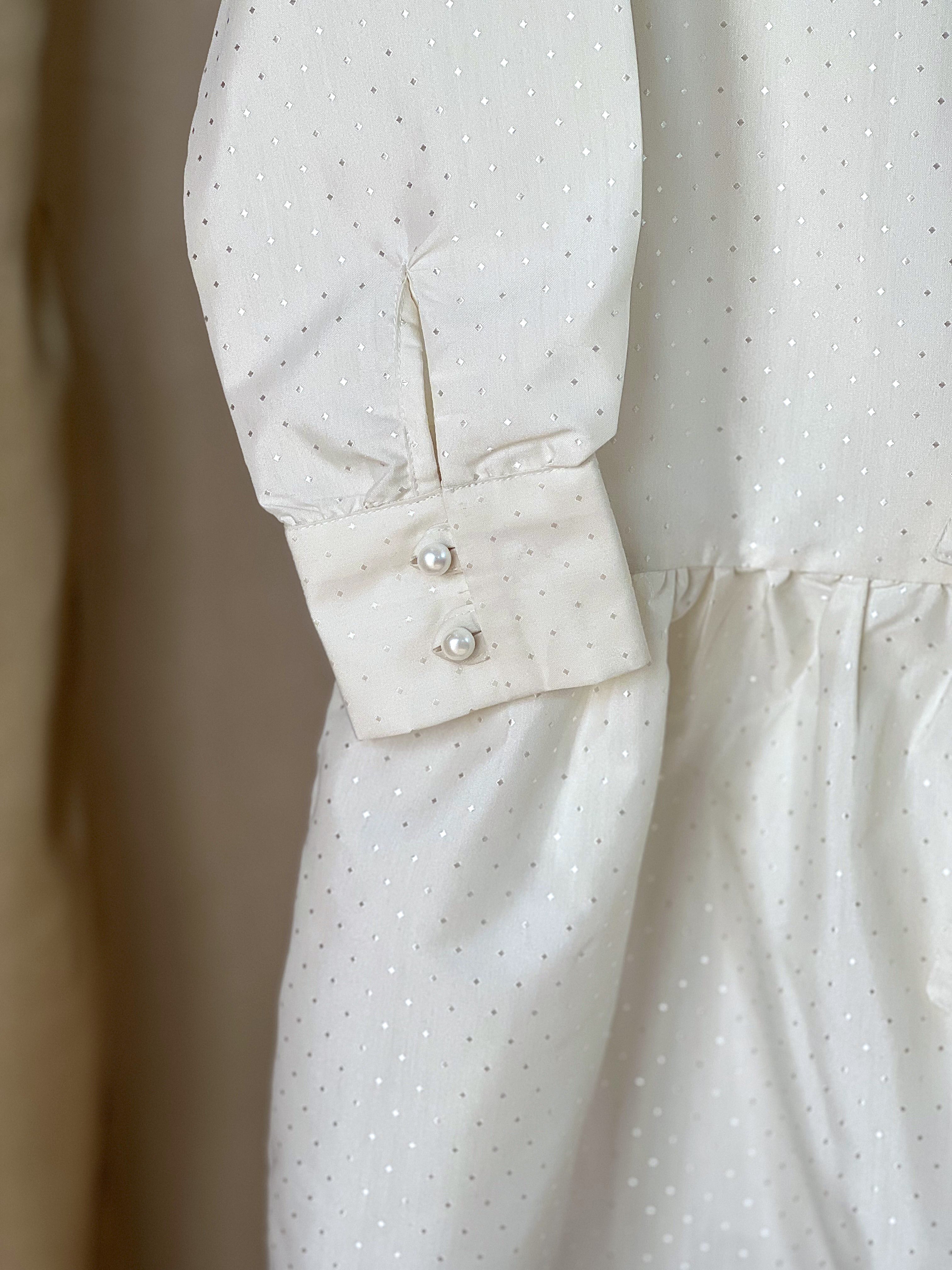 Pearl Tie-Neck Ruffle Dress