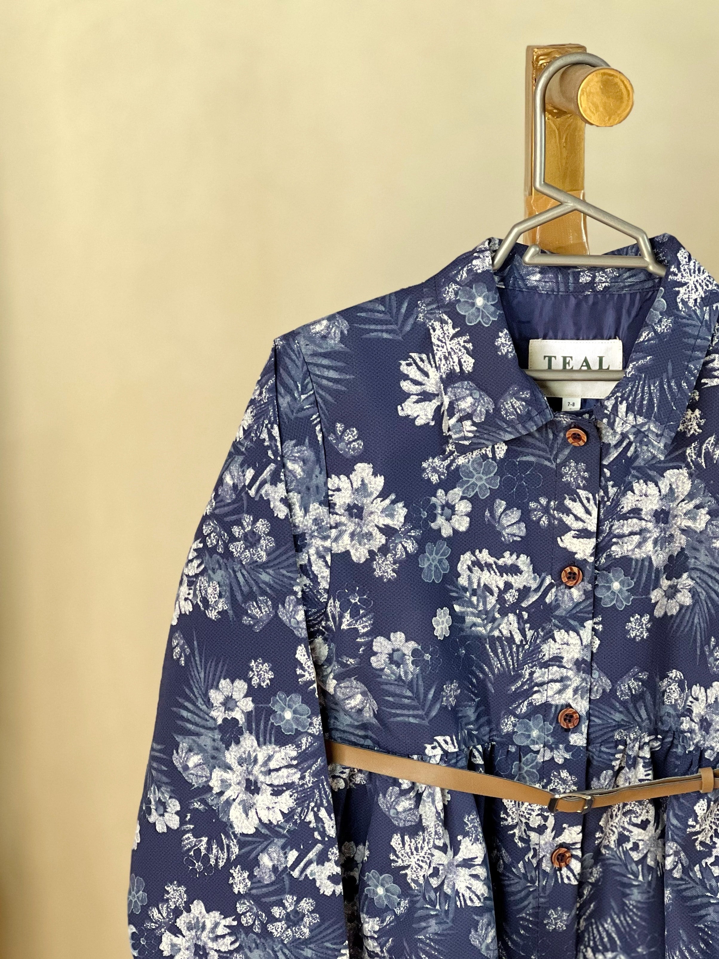 Blue Floral Button Down Frock