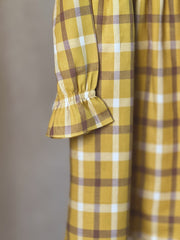 Yellow Twill Checkered Frock