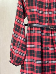 Red & Black Check Flannel Button-Down Frock