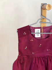 Maroon Corduroy Tunic with Embroidered Yoke