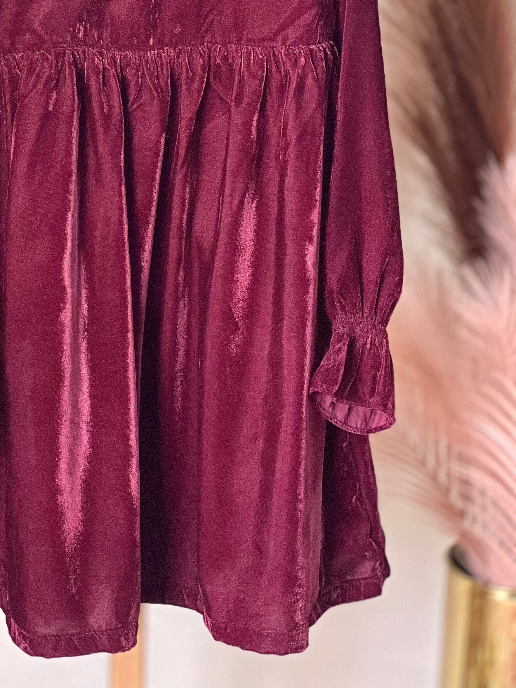 Maroon Velvet Embroidered Frock