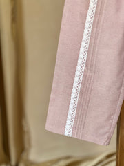 Tea Pink Trouser with lace and Plaid accents