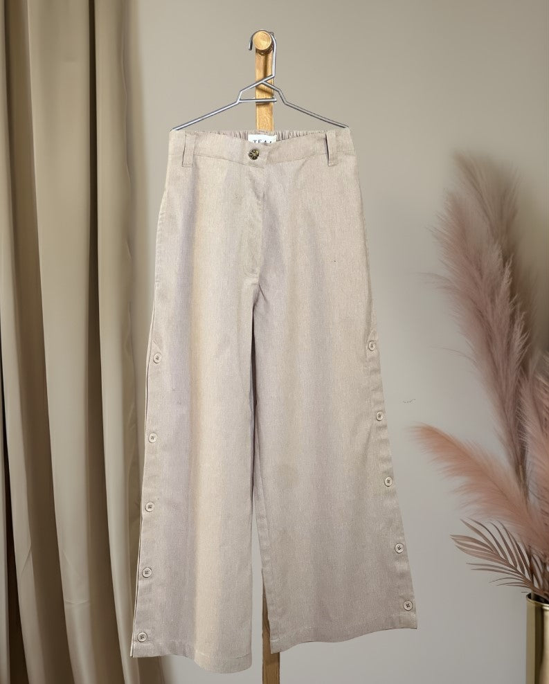 Khaki Pants with Buttons on crease