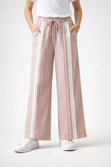 Tea Pink Trouser with lace and Plaid accents